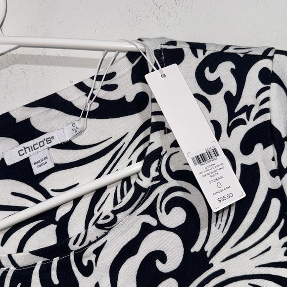 Chicos tee shirt sleeve knit size 0 4/6 size crew neck cotton NWT button sleeve - Picture 5 of 6